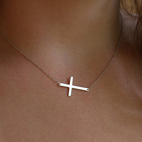 Diamond Sideways Cross Necklace 14K – LeMel
