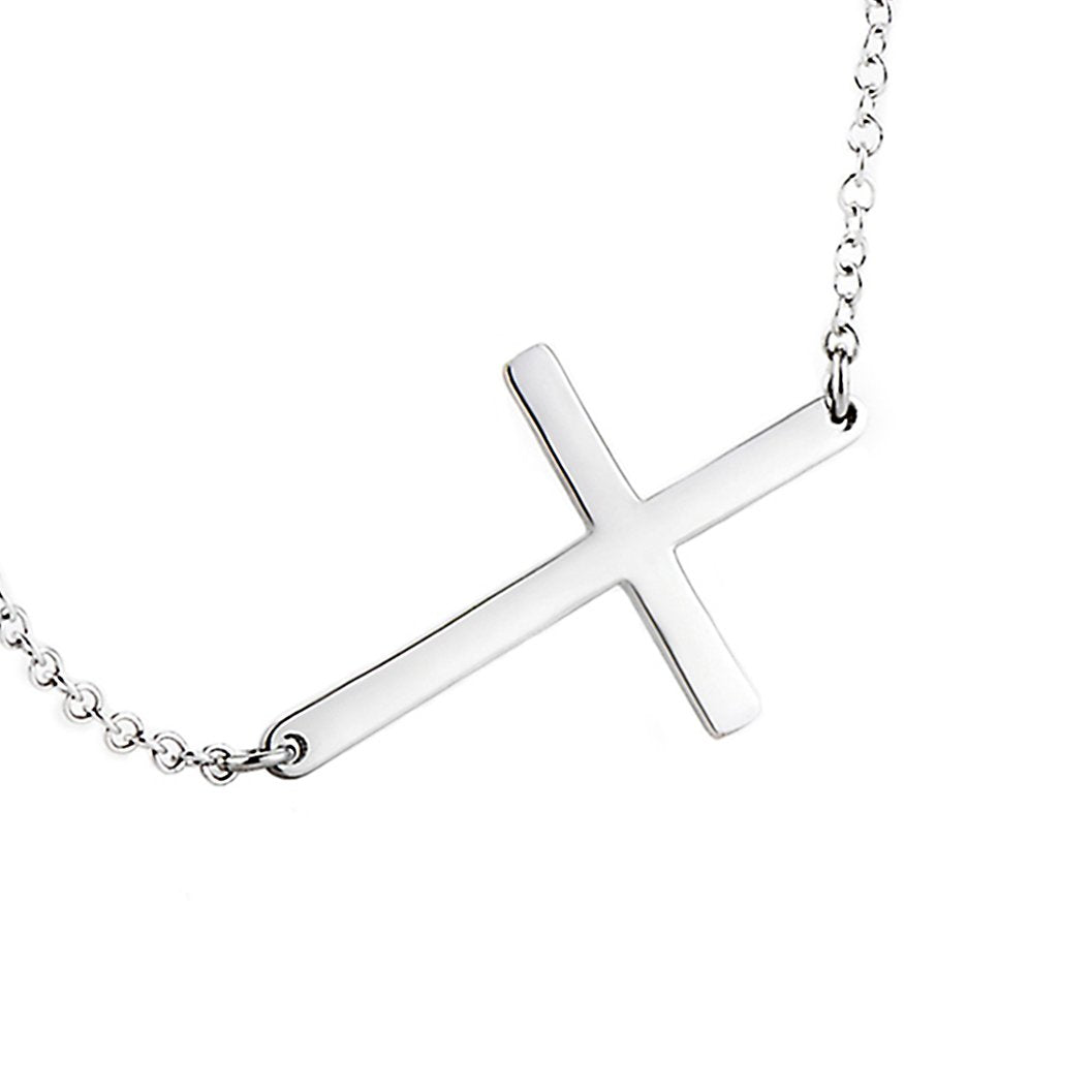 Sideways Cross Necklace – Gilded Sapphire