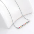 Rainbow Pave Horizontal Bar Necklace