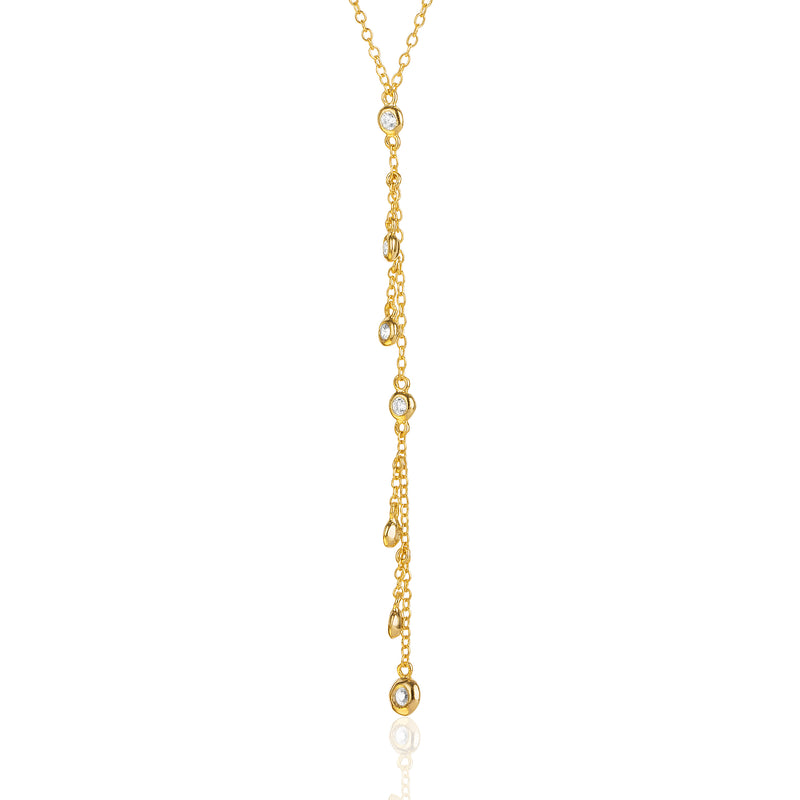 Y Necklace with Dangling Bezeled CZs