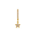 Pave CZ Huggie Hoops with Dangling Star Charm