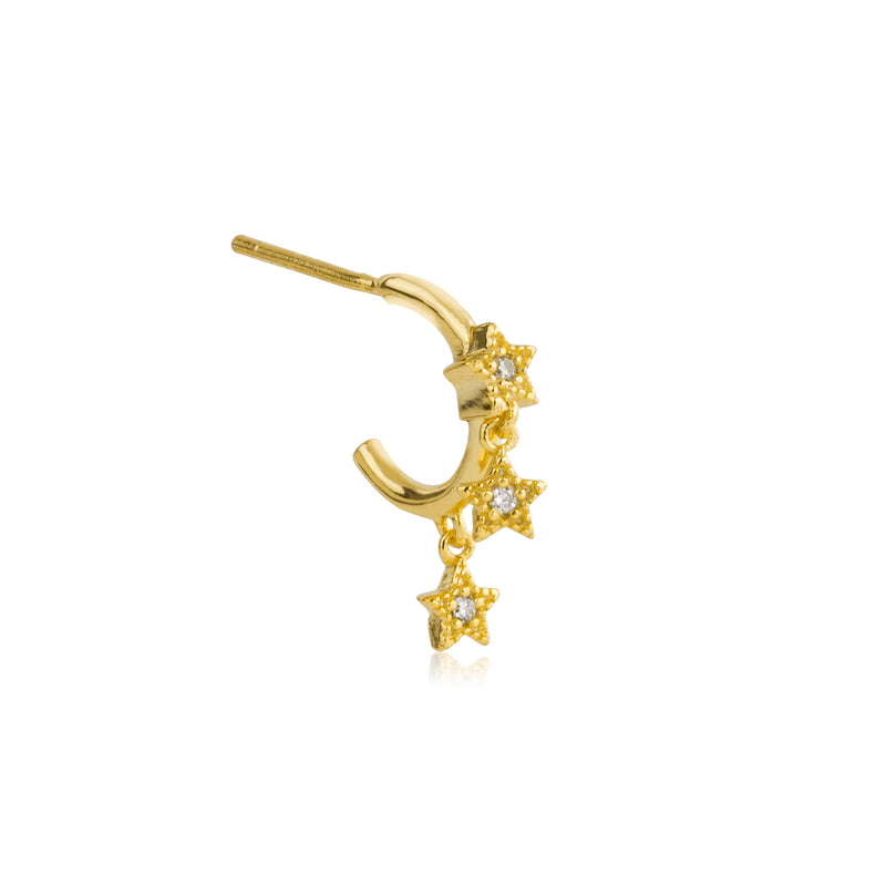 Dangling CZ Stars Hoop Earrings