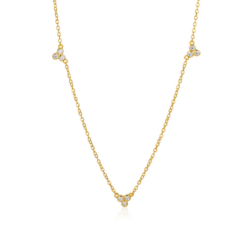 Trio CZ Station Necklace